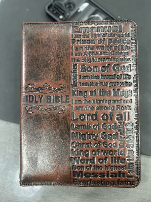 DARK BROWN LEATHER BIBLE COVER - Image 3