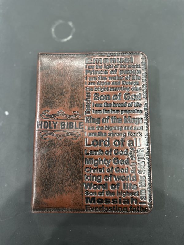 DARK BROWN LEATHER BIBLE COVER - Image 2